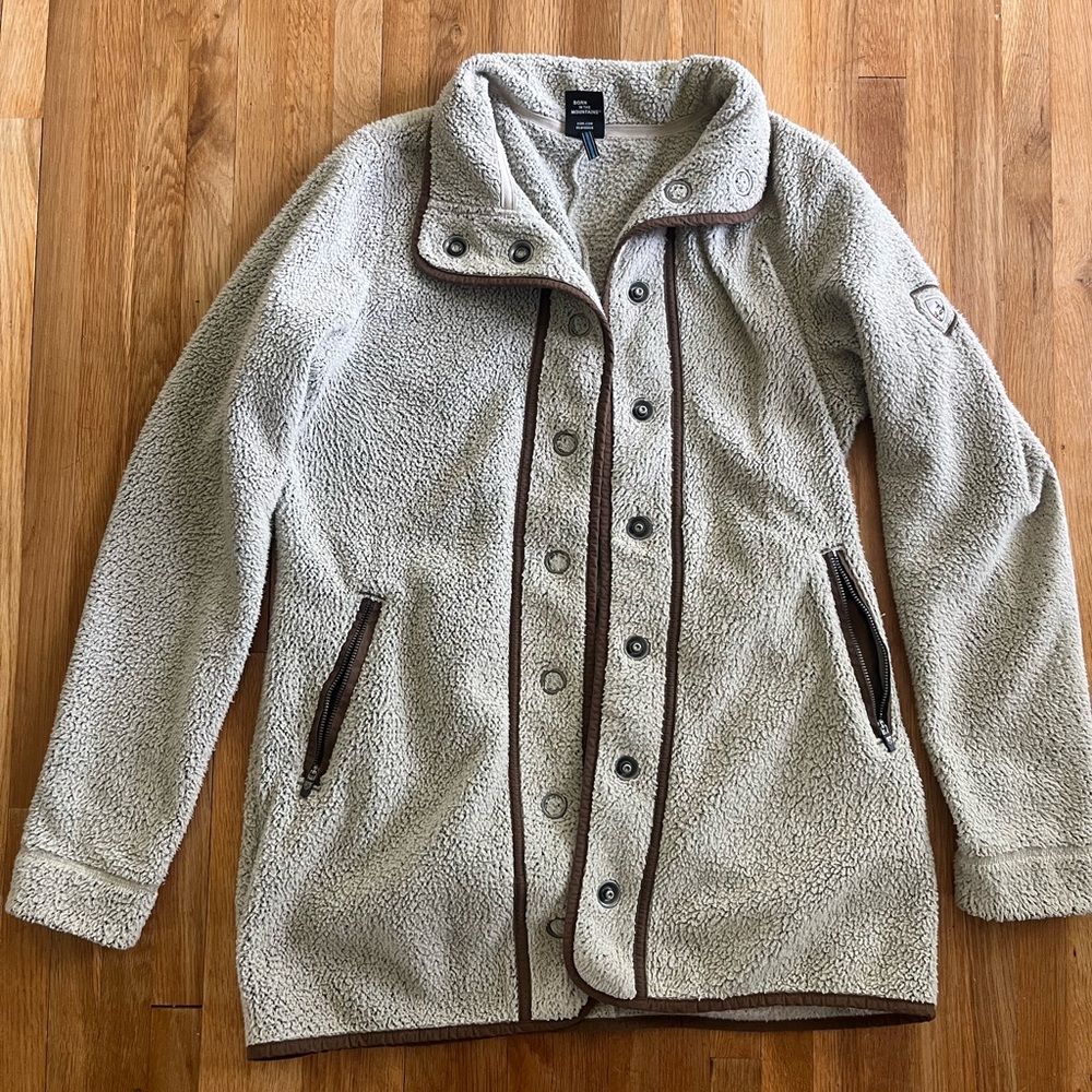 Kuhl Cream & Brown Teddy Jacket Cozy Fleece S
